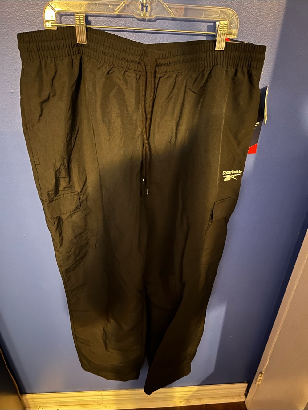 Reebok Black Men's Cargo Pants with Drawstring Waist